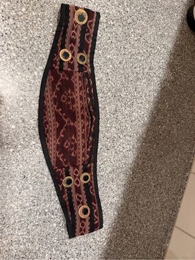 Boho Patterned  Wide Pocketed Waist Belt - Burgundy